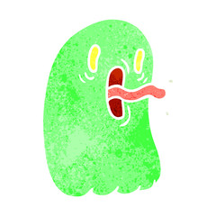 retro cartoon of kawaii scary ghost