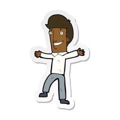 sticker of a cartoon happy man