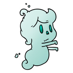 gradient cartoon of a kawaii cute ghost