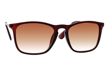Fototapeta premium Brown sunglasses with brown gradient Lens isolated on white background