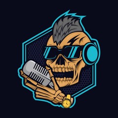 podcast skull vector design illustration amazing design for your company or brand