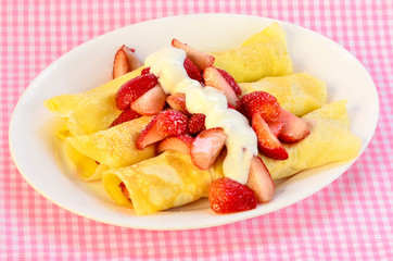 French Crepe Breakfast with Strawberries and Greek Yogurt