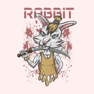 rabbit sword vector illustration