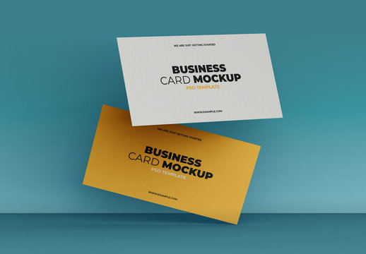 Two Floating Business Cards Mockup