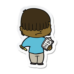 sticker of a cartoon boy with untidy hair