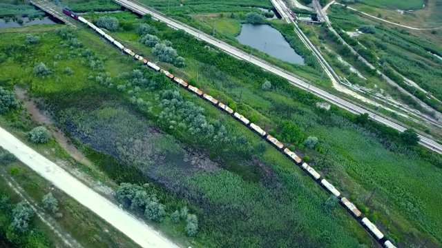 Tanker train composition aerial footage