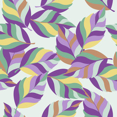  color foliage seamless pattern. Geometric leaves endless repeatable motif for surface design. Abstract modern summer seamless pattern for background, wrapping paper, fabric.Vector. Eps10.