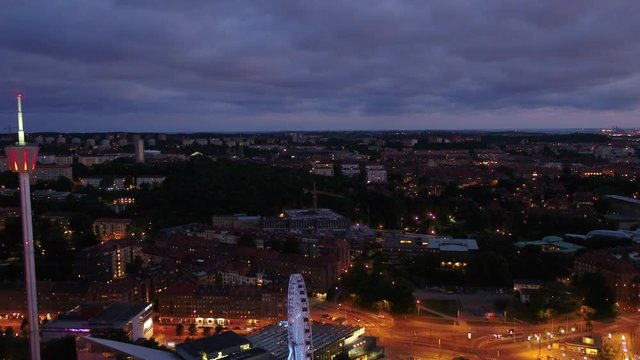 Aerial Sweden Gothenburg June 2018 Night 30mm 4K Inspire 2 Prores  Aerial video of downtown Gothenburg in Sweden at night.