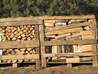 firewood is poured