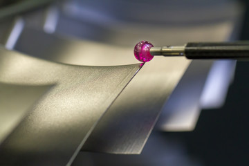 inspect dimension metal parts by CMM after machining process in industrial factory