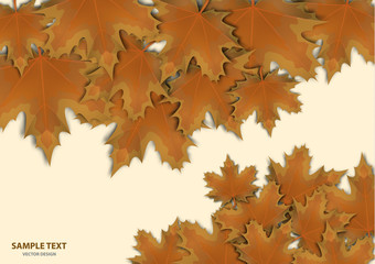 Fototapeta premium Abstract background from a variety of bright maple leaves on a light background. Stylish modern design for flyers, posters, flyers, banners. Vector illustration