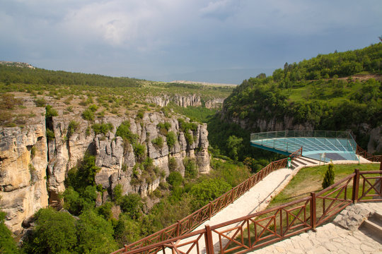 Crystal Terrace on incekaya (Tokatli) Canyon in Safranbolu/Turkey. This platform has 80 meters height. and incekaya canyon has wonderful trekking racecourse.