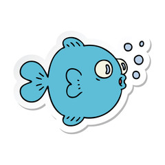 sticker of a quirky hand drawn cartoon fish