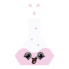 flat color retro cartoon science beaker
