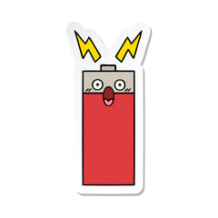 sticker of a cute cartoon battery