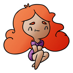 gradient cartoon of a cute kawaii girl