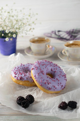 Homemade baked blueberry donuts