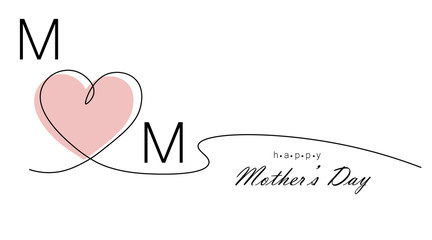 Mothers day card with heart, vector illustration.