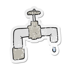 retro distressed sticker of a cartoon dripping faucet