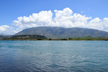 Obraz premium Landscape of Lake Butrint - Buthrotum. Southern Albania.