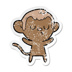 distressed sticker of a cartoon monkey
