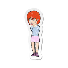 retro distressed sticker of a cartoon woman with plaster on face