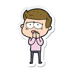 sticker of a cartoon tired man