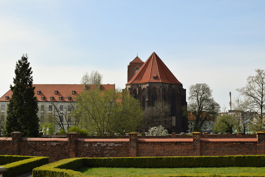 Church of the Blessed Virgin Mary. Sand Island. Aerial view, Wroclaw, Poland.