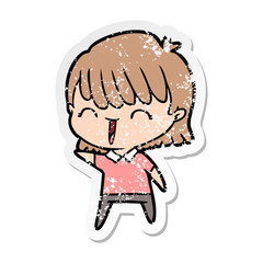 distressed sticker of a cartoon woman