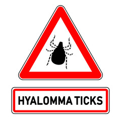 ncsc75 NewCombinationSignCaution ncsc - tick danger - english text: hyalomma ticks - attention / warning / triangular - black red - xxl e7270