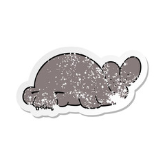 distressed sticker of a cartoon seal