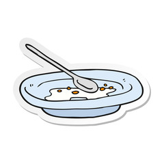 sticker of a cartoon empty cereal bowl
