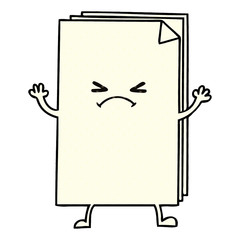 quirky comic book style cartoon cross paper stack