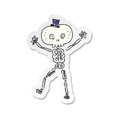 retro distressed sticker of a cartoon dancing skeleton