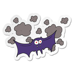 sticker of a cartoon vampire bat
