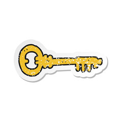 retro distressed sticker of a cartoon key