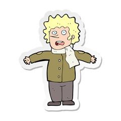 sticker of a cartoon surprised man