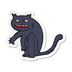 sticker of a cartoon black cat