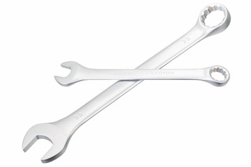 Two chrome vanadium wrench isolated on white
