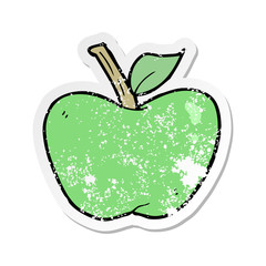 retro distressed sticker of a cartoon apple