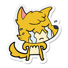 sticker of a crying fox cartoon