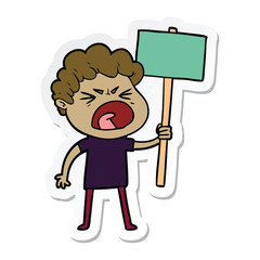 sticker of a cartoon furious man