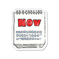 retro distressed sticker of a cartoon calendar showing month of November