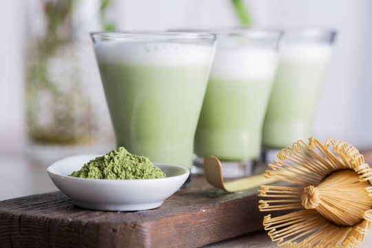 Preparing Matcha Latte Beverage