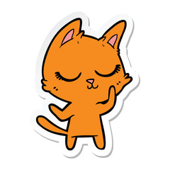 sticker of a calm cartoon cat