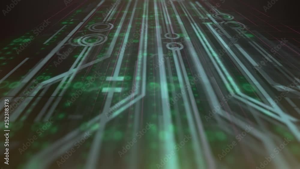 Aufkleber computer generated high tech digital technology animation. 3d rendering background. 4k, ultra hd res