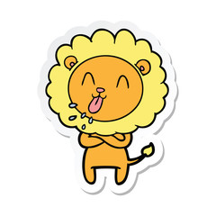 sticker of a happy cartoon lion