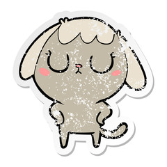 distressed sticker of a cute cartoon dog