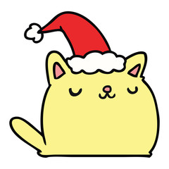 christmas cartoon of kawaii cat