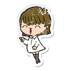 distressed sticker of a cartoon woman